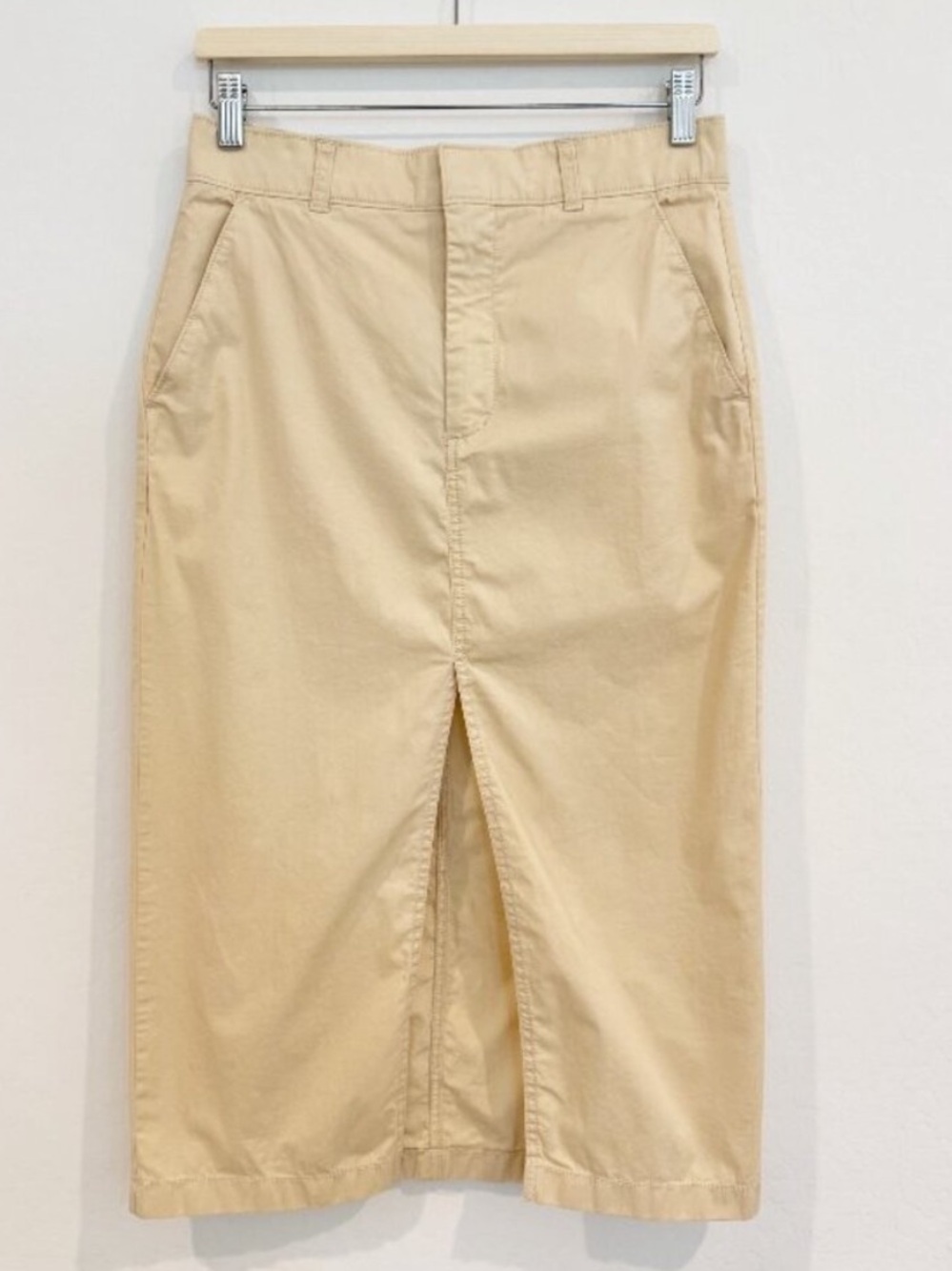 Abercrombie Mid Rise Chino Midi Skirt Front Slit Classic Casual Minimalist Small
